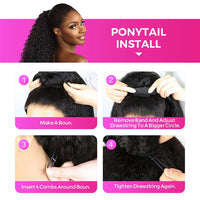 VSHOW Burmese Curly 3 IN 1 Half Wig Flip Over No Glue Install with Drawstring Beginner Friendly 100% Human Hair Natural Hairline