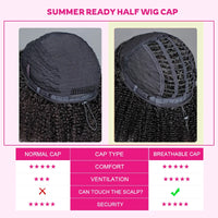 VSHOW Burmese Curly 3 IN 1 Half Wig Flip Over No Glue Install with Drawstring Beginner Friendly 100% Human Hair Natural Hairline