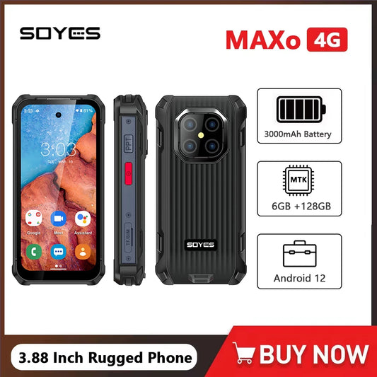 SOYES MAXo MINI Rugged Phone Waterproof 6GB+128GB Mobile Phone 3000mAh Flashlight PTT/SOS 3.88 Inch Small Smartphone Android 12