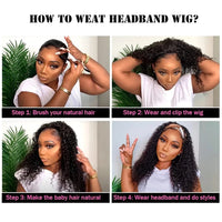 Headband Wig Human Hair Kinky Curly Glueless Wig 30 32 Inches Full Machine Made Curly Headband Bob Wig Human Hair Wigs for Women