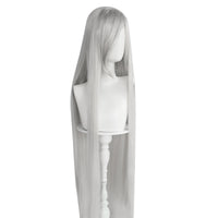 Synthetic 46Inch Black Straight Extra Long Stylish and Versatile Anime Cosplay Wig With Bangs For Daily Party Wear Wig Fashion