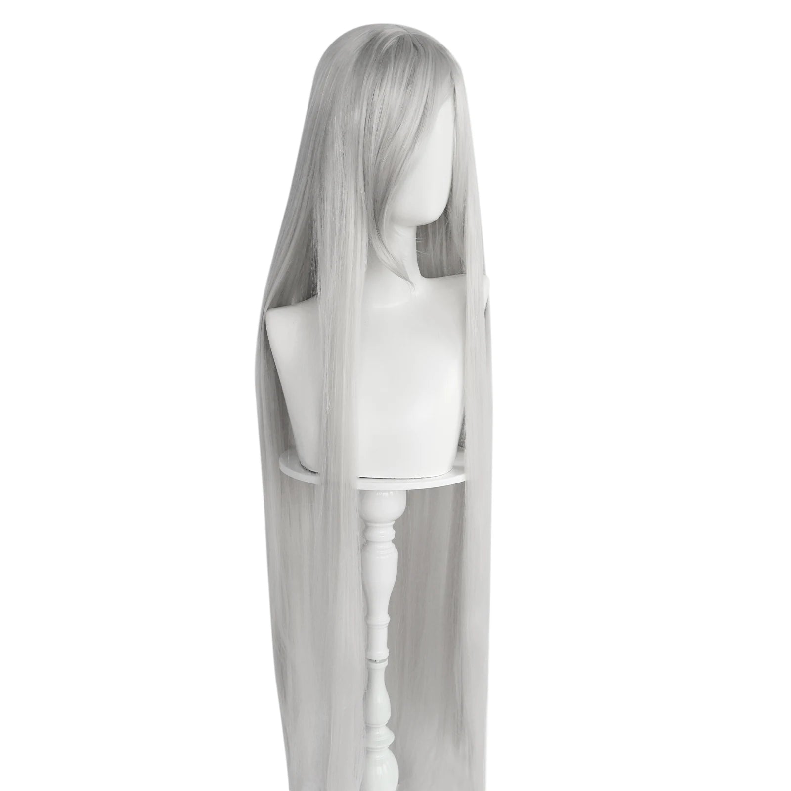 Synthetic 46Inch Black Straight Extra Long Stylish and Versatile Anime Cosplay Wig With Bangs For Daily Party Wear Wig Fashion