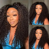 Headband Wig Human Hair Kinky Curly Glueless Wig 30 32 Inches Full Machine Made Curly Headband Bob Wig Human Hair Wigs for Women