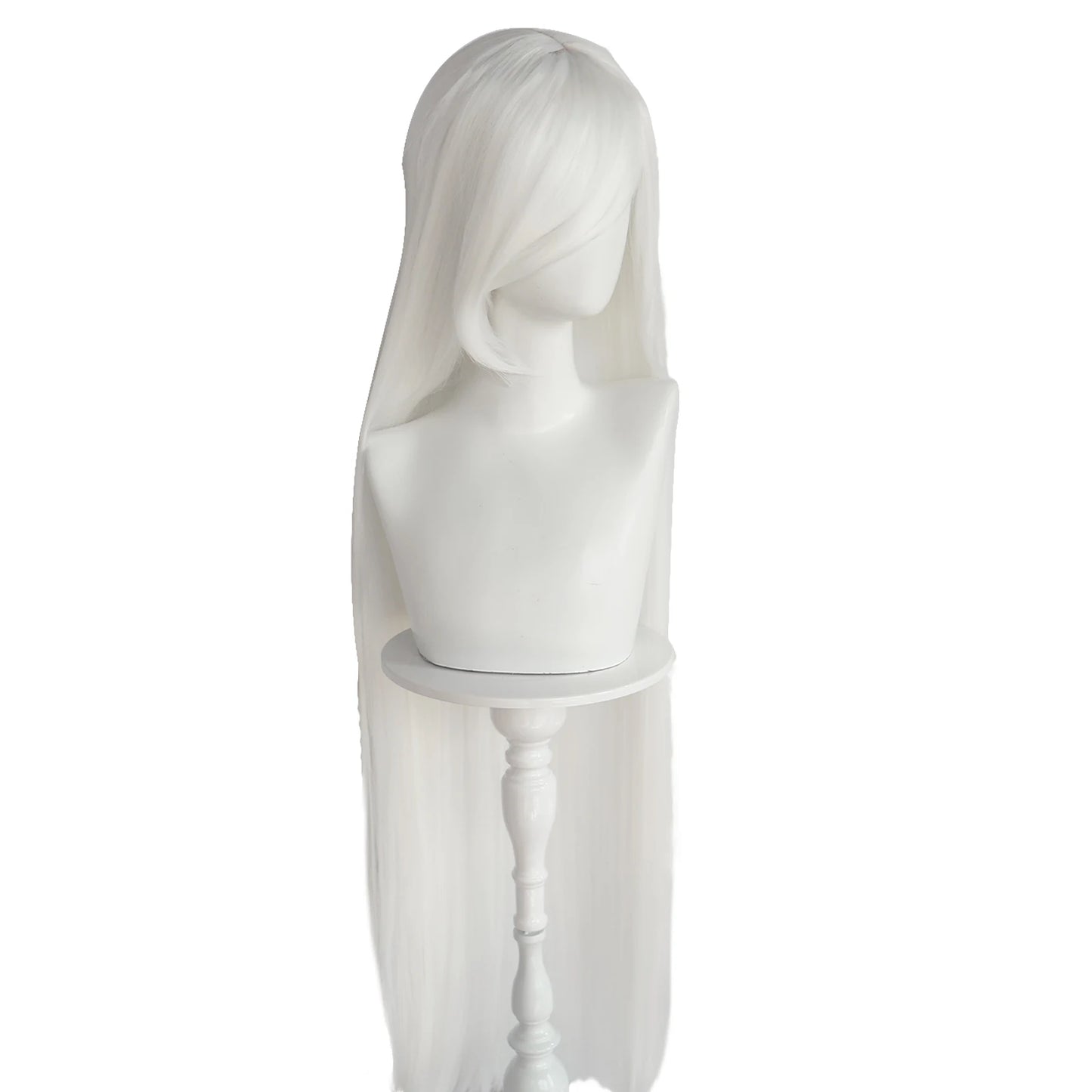 Synthetic 46Inch Black Straight Extra Long Stylish and Versatile Anime Cosplay Wig With Bangs For Daily Party Wear Wig Fashion