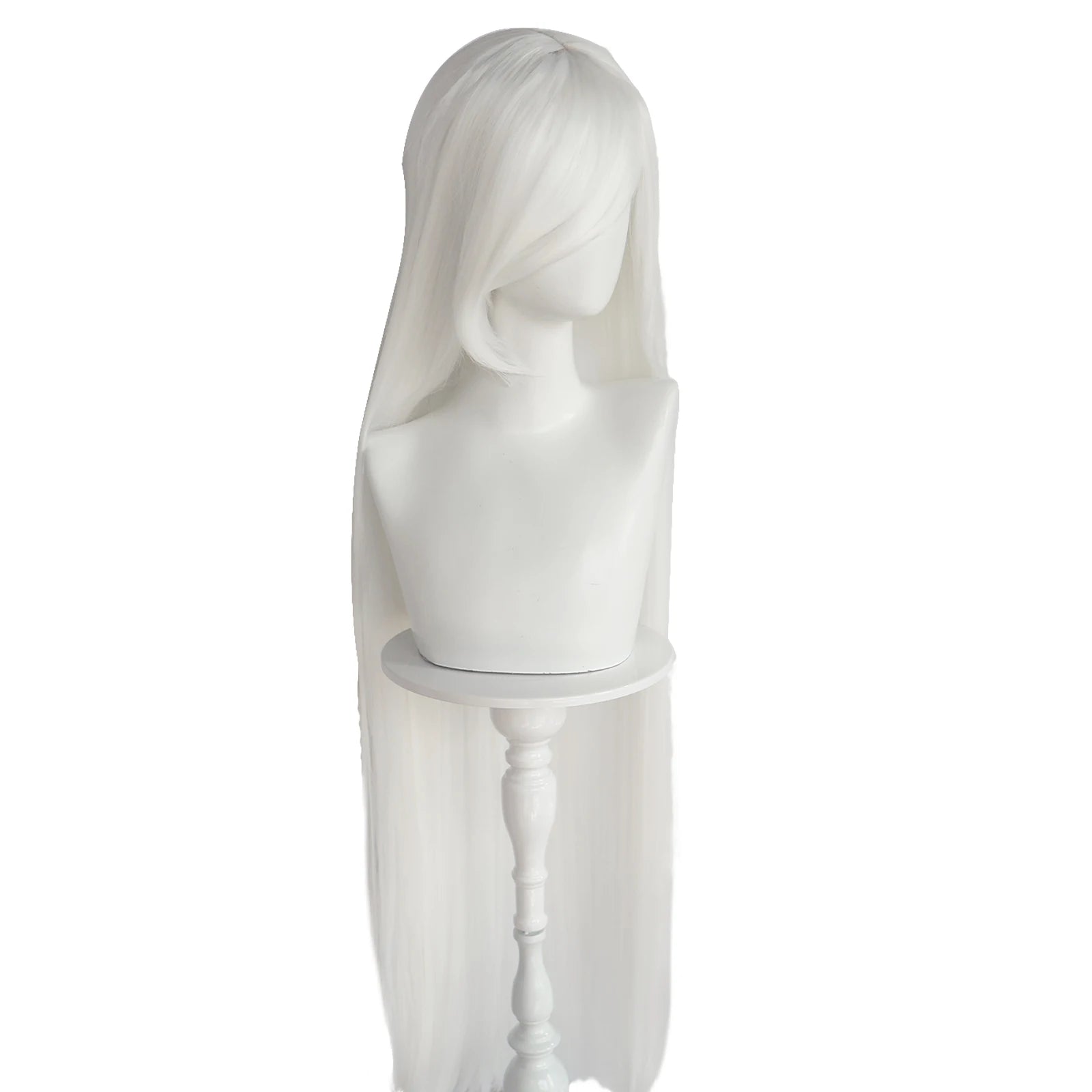 Synthetic 46Inch Black Straight Extra Long Stylish and Versatile Anime Cosplay Wig With Bangs For Daily Party Wear Wig Fashion