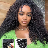 VSHOW Burmese Curly 3 IN 1 Half Wig Flip Over No Glue Install with Drawstring Beginner Friendly 100% Human Hair Natural Hairline