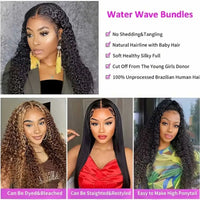 Water  Wave Human Hair Bundles Curly Hair Brazilian Weaving 28 30 32 Inch Natural Human Hair Remy Loose Deep Wave Hair Bundles