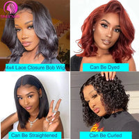 Body Wave Short Bob Wigs Human Hair 13x4 Transparent Lace Front Wig Brazilian Human Hair Body wave 4x4Lace Closure Wig For Women