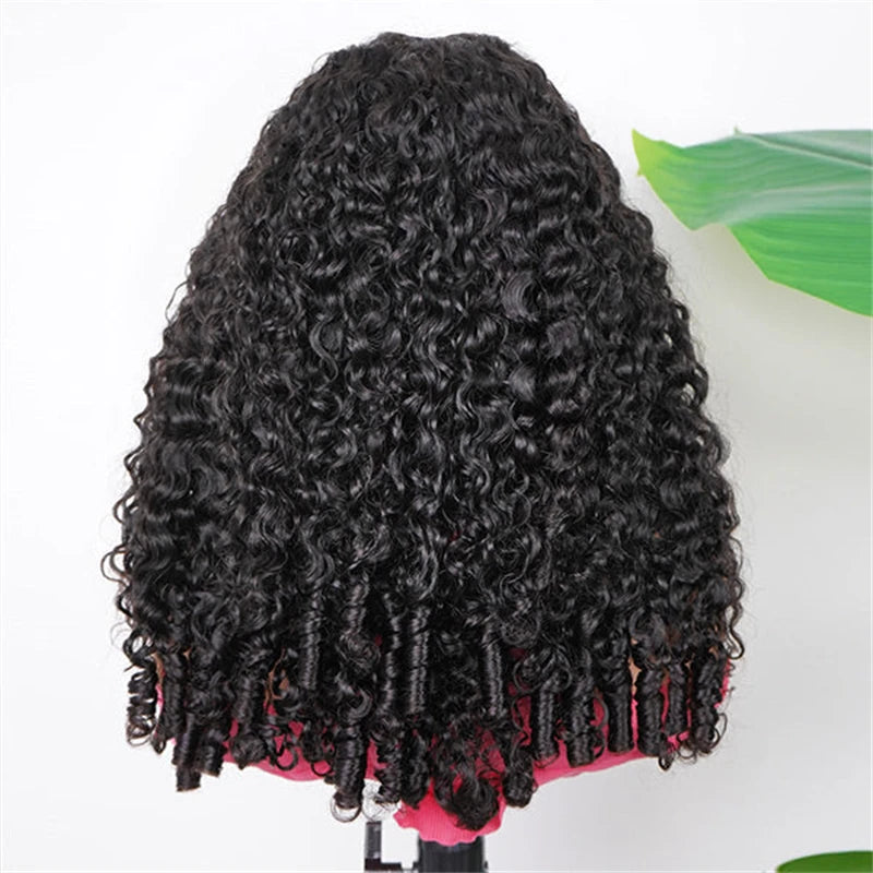 VSHOW Burmese Curly 3 IN 1 Half Wig Flip Over No Glue Install with Drawstring Beginner Friendly 100% Human Hair Natural Hairline