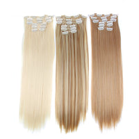 Alileader Synthetic Hair 16 Clip In Hair Extension Clip For Women 6Pcs/Set Hair Extension Clip In Ombre Fake Hairpiece Long Wavy