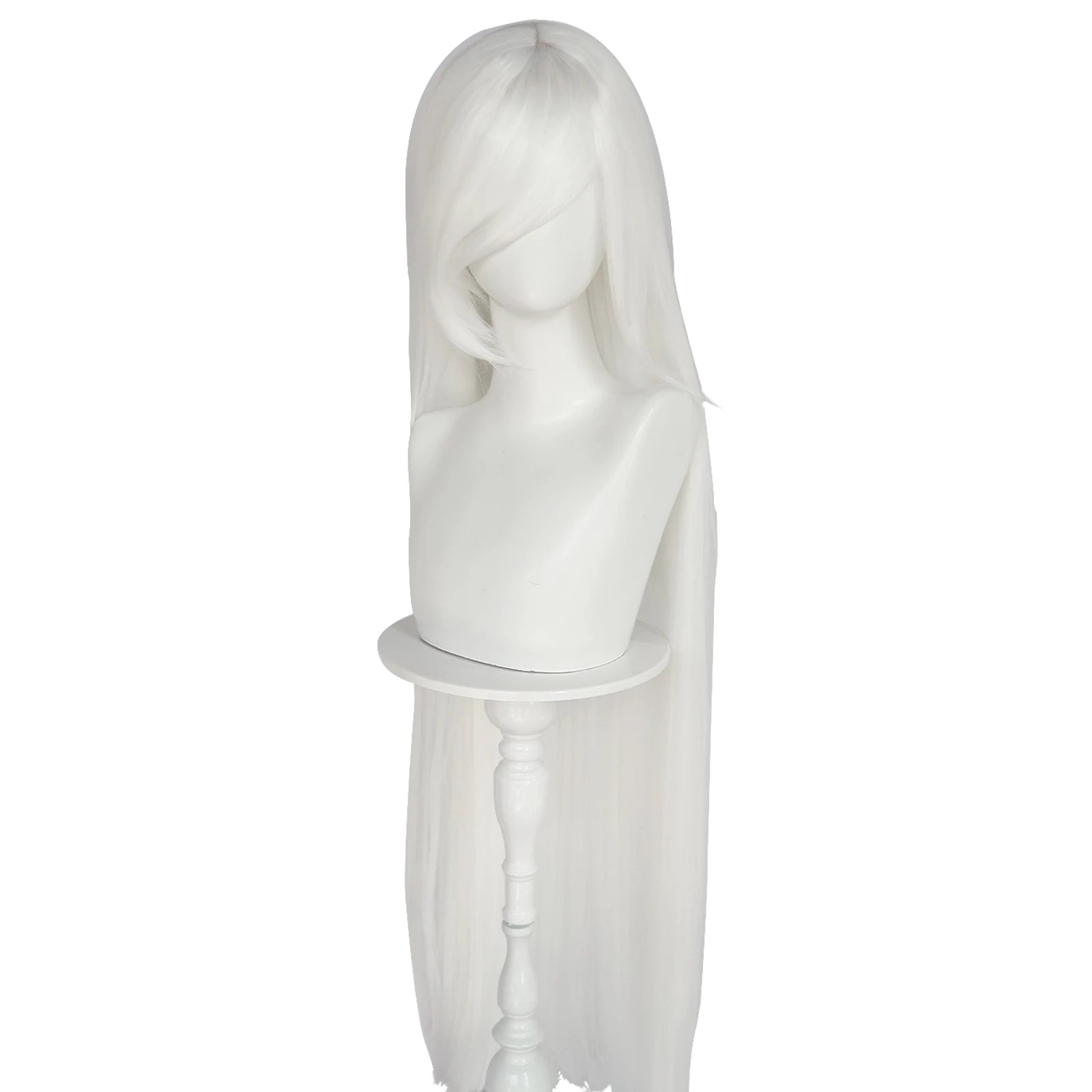 Synthetic 46Inch Black Straight Extra Long Stylish and Versatile Anime Cosplay Wig With Bangs For Daily Party Wear Wig Fashion