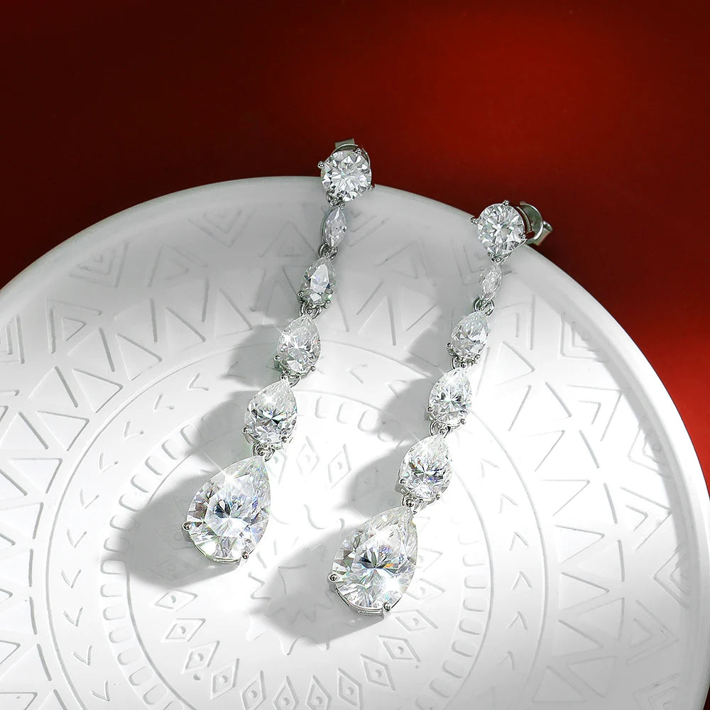 OEVAS 16.98cttw Moissanite Diamond Stud earrings Lab Grown 9*13mm Papalacha Drop Earrings For Women Sparkling Party Fine Jewelry