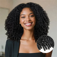 VSHOW Burmese Curly 3 IN 1 Half Wig Flip Over No Glue Install with Drawstring Beginner Friendly 100% Human Hair Natural Hairline