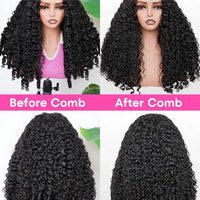 VSHOW Burmese Curly 3 IN 1 Half Wig Flip Over No Glue Install with Drawstring Beginner Friendly 100% Human Hair Natural Hairline