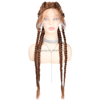 Hot Sale Synthetic Lace Wigs 32inch Long Box Braid Lace Wig Handmade Braided Synthetic Wigs for Women Hair Support Average Size