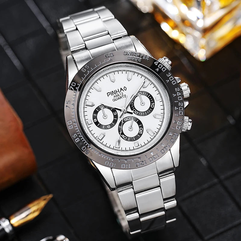 2024 New Fashion Stainless Steel men quartz wristwatches Gold Sliver Luxury Brand Top Quality Men Quartz Watch Relogio Masculino