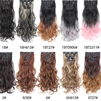 Alileader Synthetic Hair 16 Clip In Hair Extension Clip For Women 6Pcs/Set Hair Extension Clip In Ombre Fake Hairpiece Long Wavy