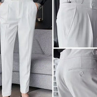 Napoli Men's Korean Version Slim-fit Autumn Retro High-waisted Business Solid Color Straight-leg Casual Men's Long Suit Pants