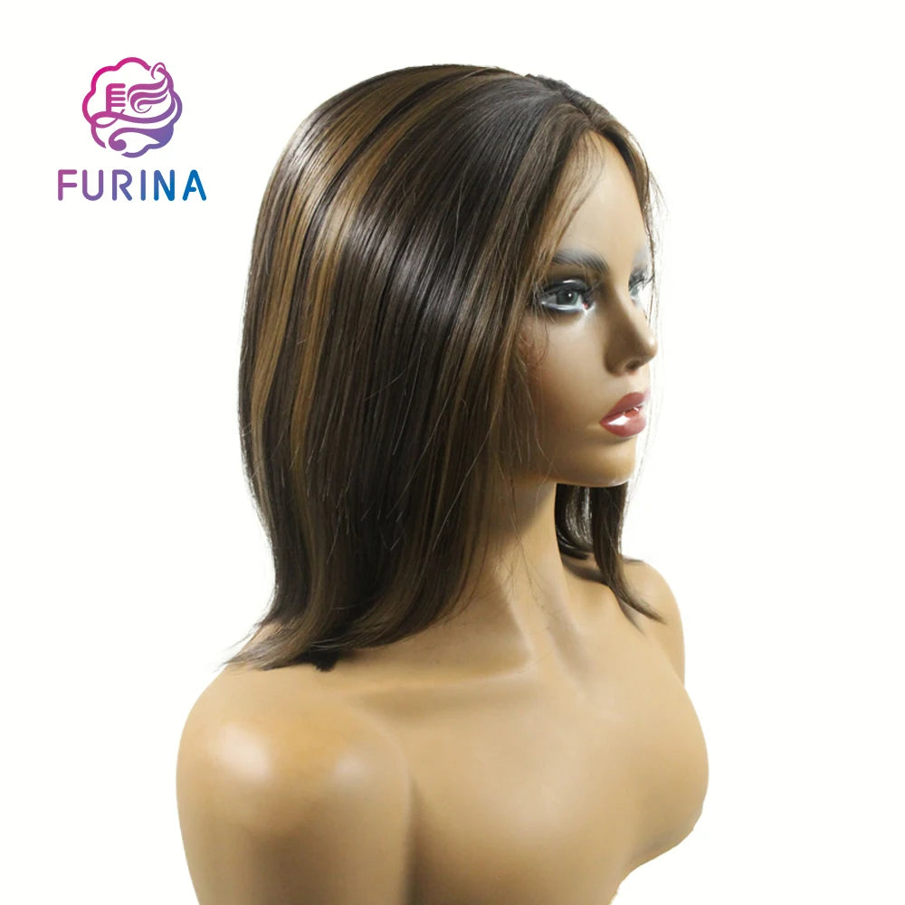 Furina Wholesale Natural Fiber Synthetic Wigs Mono Silk Top Jewish European Wig Special Color for Black Women