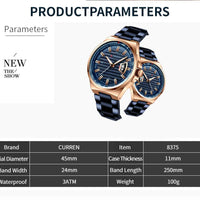 CURREN  Man Brand Luxury Watch Stainless Steel Band Quartz Wristwatch Auto Date Clock Male with box