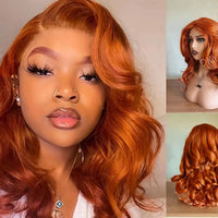 Small T-part Lace Front Natural Hairline Wig Elegant High Temperature Fiber Synthetic High Quality Orange Yaki Big Curly Wigs