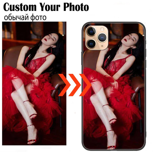 Custom Personalized Phone Cases For Apply iphone 11 Pro Max 6 6s Plus Clear Cover DIY Photo Picture Design Glass Silicone Fundas