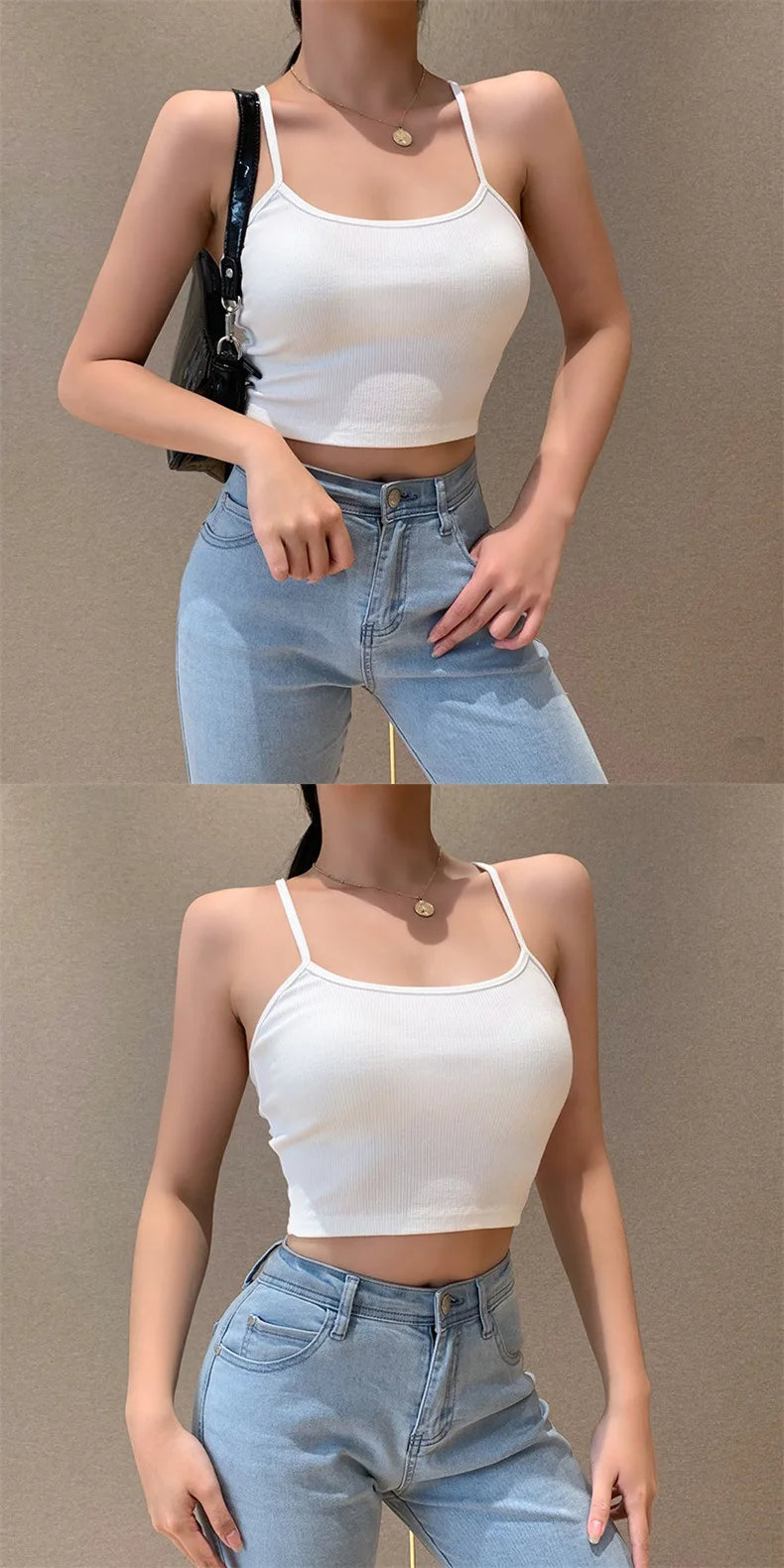 Knitted 94% Cotton Tank Tops Women Black White Sexy Low-Cut Back Cross Crop Tops For Women Streetwear Slimming Sports Vest