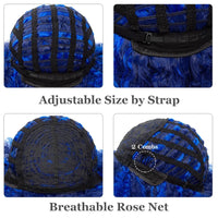 Short Hair Afro Kinky Curly Wigs With Bangs for Black Women African Synthetic Ombre Glueless Cosplay Natural Blonde Red Blue Wig