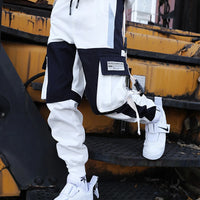 Joggers Cargo Pants for Men Casual Hip Hop Hit Color Pocket Male Trousers Sweatpants Streetwear Ribbons Techwear Pants