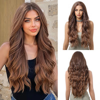13*6 HD Lace Wig Synthetic Future Fiber Soft Wig Long Straight Mixed 180% Density Ombre Blonde Mixed Multi-Color Stripes