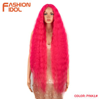 Synthetic Wigs Cosplay Loose Wave Hair Lace Front Wigs For Women Ombre Brown Water Wave 42 Inch Curly Hair Heat Resistant Wig