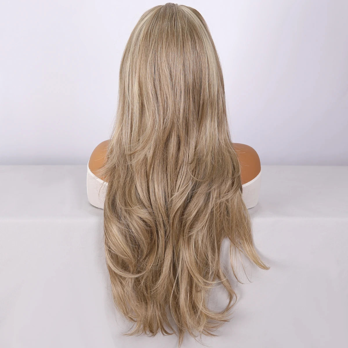 2025 New Fashion 13*4 Front Lace Wig Brown Gold Highlights Gradient Curly Hair Daily Wear & Party SM9228M