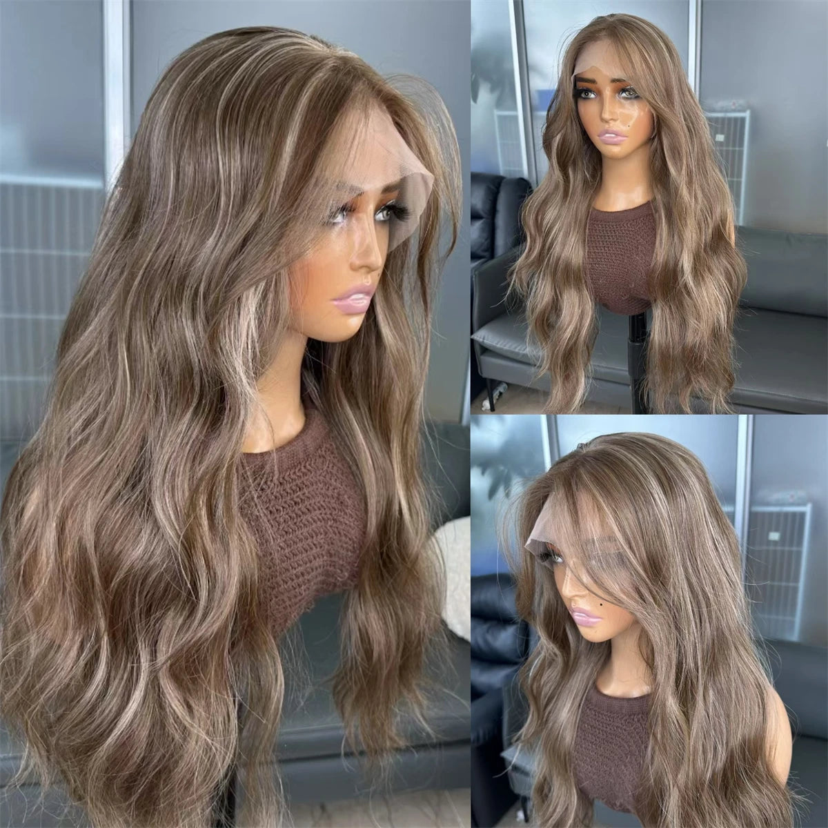 Hot Selling Pre Plucked Hairline 613# Kinky Straight Heat Resistant Glueless Synthetic Lacefront Wig for Black Womens Daily Use