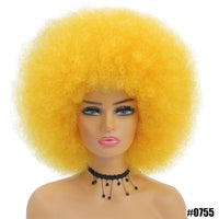 Short Hair Afro Kinky Curly Wigs With Bangs for Black Women African Synthetic Ombre Glueless Cosplay Natural Blonde Red Blue Wig