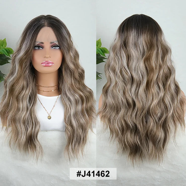 Julianna Lace Front Wig Highlight Ombre Colored Natural Hairline Heat Resistant Body Loose Deep Wave Synthetic Lace Frontal Wig