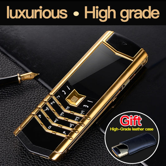Free Gift Leather Bags Meatl Body Luxury Bar Phone V10 Dual Sim Bluetooth Mobile Cellphone Vibration Mp3 Mp4 FM