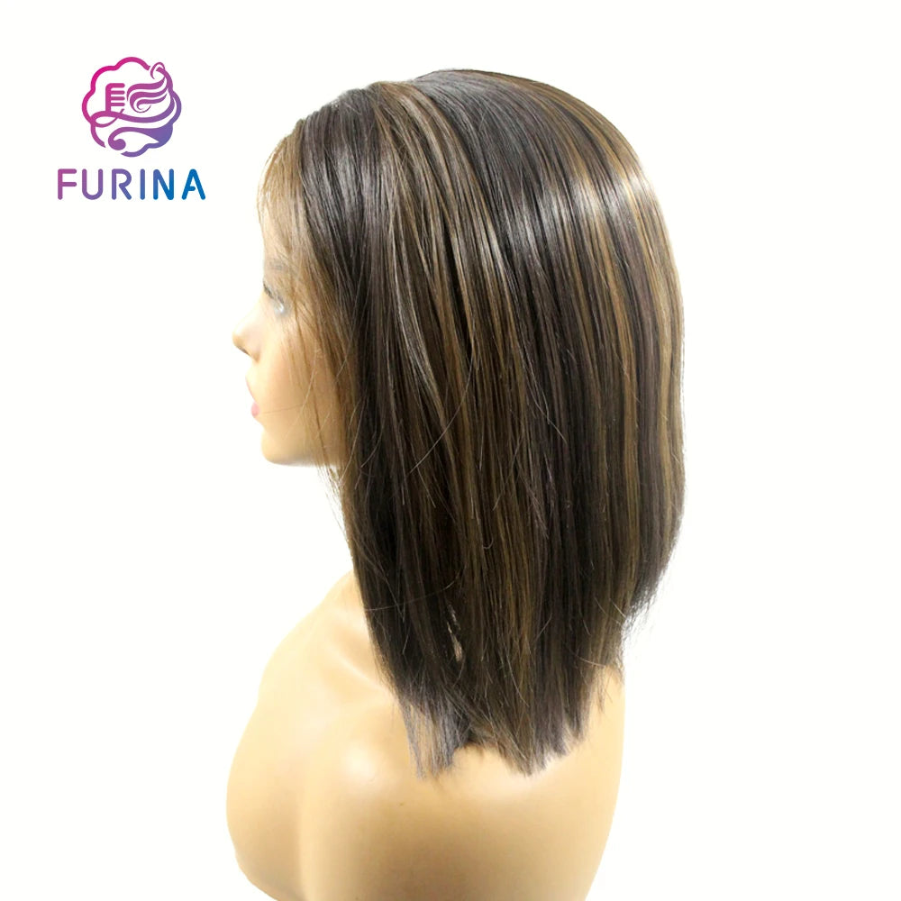 Furina Wholesale Natural Fiber Synthetic Wigs Mono Silk Top Jewish European Wig Special Color for Black Women