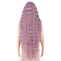 Synthetic Wigs Cosplay Loose Wave Hair Lace Front Wigs For Women Ombre Brown Water Wave 42 Inch Curly Hair Heat Resistant Wig