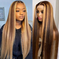 Factory Price Long Straight Ombre Highlight Piano Color Synthetic Wig Vendor Black Women Heat Resistant Wig for Black Women