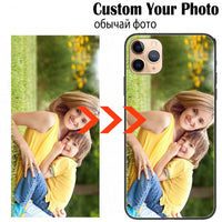Custom Personalized Phone Cases For Apply iphone 11 Pro Max 6 6s Plus Clear Cover DIY Photo Picture Design Glass Silicone Fundas