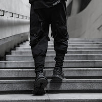 2021 Mens casual ribbons techwear cargo pants with many pockets man harajuku vintage punk harem pants hip hop trousers