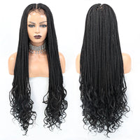 Braided Lace Front Wigs for Black Women 26inch Goddess Wavy Locs Crochet Braid Hair Soft Faux Locs Dreadlocks Synthetic Lace Wig