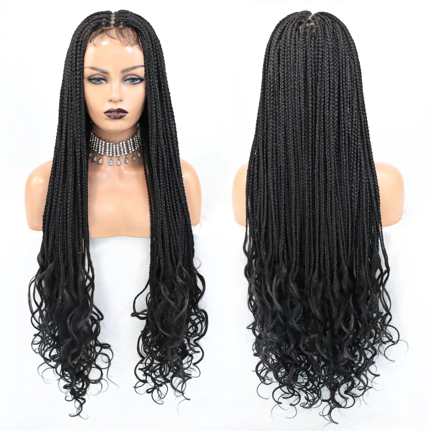 Braided Lace Front Wigs for Black Women 26inch Goddess Wavy Locs Crochet Braid Hair Soft Faux Locs Dreadlocks Synthetic Lace Wig