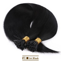 S-noilite 50pcs I Tip Microlink Hair Extensions 1g/s Straight Human Hair Fusion Keratin Micro Ring Stick Hair Pre-Bond Blonde