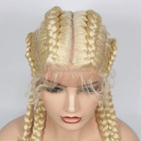 Hot Sale Synthetic Lace Wigs 32inch Long Box Braid Lace Wig Handmade Braided Synthetic Wigs for Women Hair Support Average Size