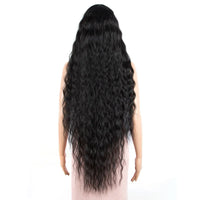 Synthetic Wigs Cosplay Loose Wave Hair Lace Front Wigs For Women Ombre Brown Water Wave 42 Inch Curly Hair Heat Resistant Wig