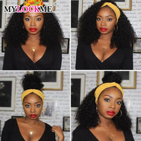Headband Wig Human Hair Kinky Curly MYLOCKME No Glue Full Machine Made Brazilian Remy Human Hair Wigs For Women 180% Density