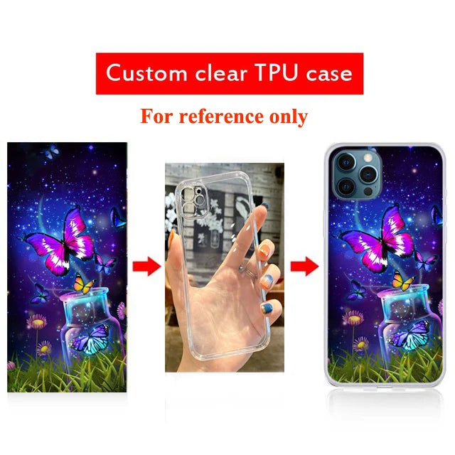 Custom Personalized Phone Cases For Apply iphone 11 Pro Max 6 6s Plus Clear Cover DIY Photo Picture Design Glass Silicone Fundas