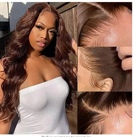 Women's 13*6 Lace Front Synthetic Wig Brown/Blond Long Water Wave Heat Resistant High Temperature Fiber Synthetic Hair Material