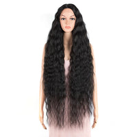 Synthetic Wigs Cosplay Loose Wave Hair Lace Front Wigs For Women Ombre Brown Water Wave 42 Inch Curly Hair Heat Resistant Wig